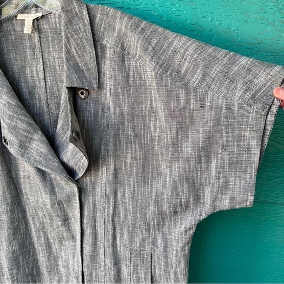Eileen Fisher Linen Cotton OVERSIZED Boxy Short sleeved Jacket Top  Sz M - Picture 5 of 7